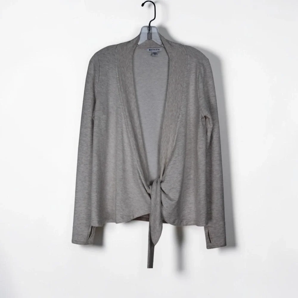 Athleta‎ Women's Gray Tie Front Long Sleeve Cardigan Size XS